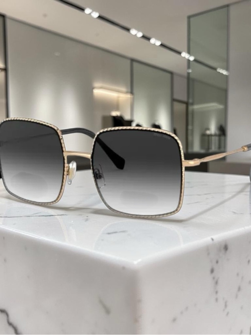 BNWT Miu Miu Oversized Gold Frame Sunglasses with Case